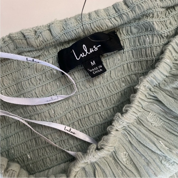 NWT Lulus Made for Vacation Sage Green Silver Strapless Maxi Dress - Picture 7 of 15